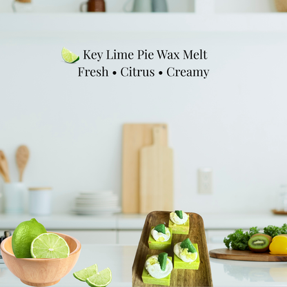 Key Lime Pie Wax Melts with a kitchen background