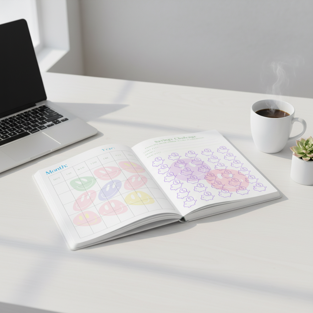 Financial planner desk mockup