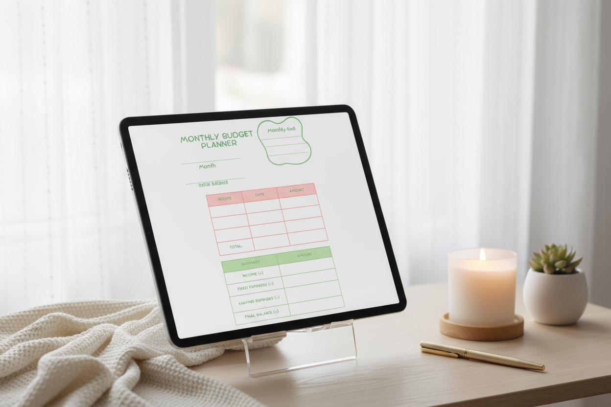 Financial planner on tablet